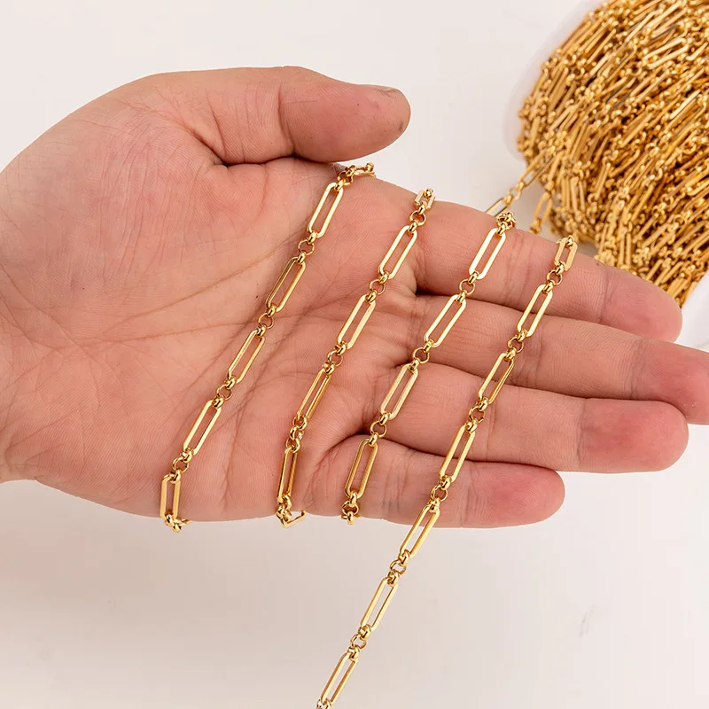 

Stainless steel real gold plated round chain for women jewelry making, As pic