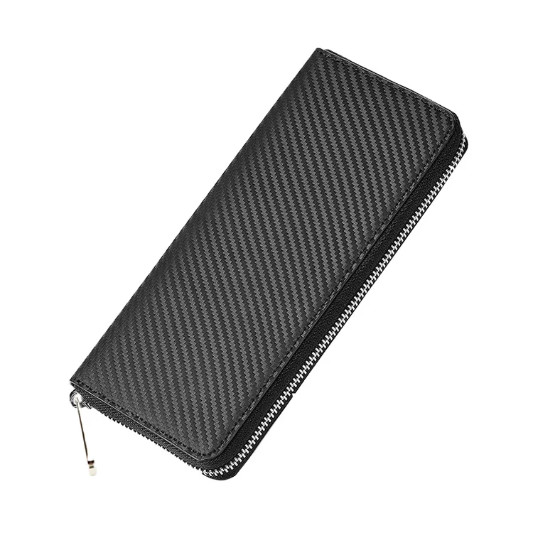 

The latest Long mens Carbon fiber ladies handbag zipper wallet with money clip OEM customized, As pictures