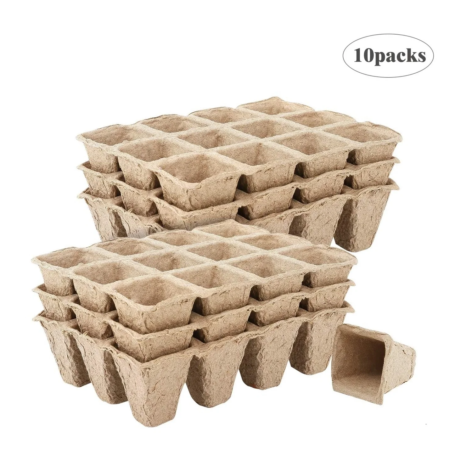 

[10-Packs] Recycled Pulp Seed Starting Trays Biodegradable Germination Trays for Vegetables Nursery