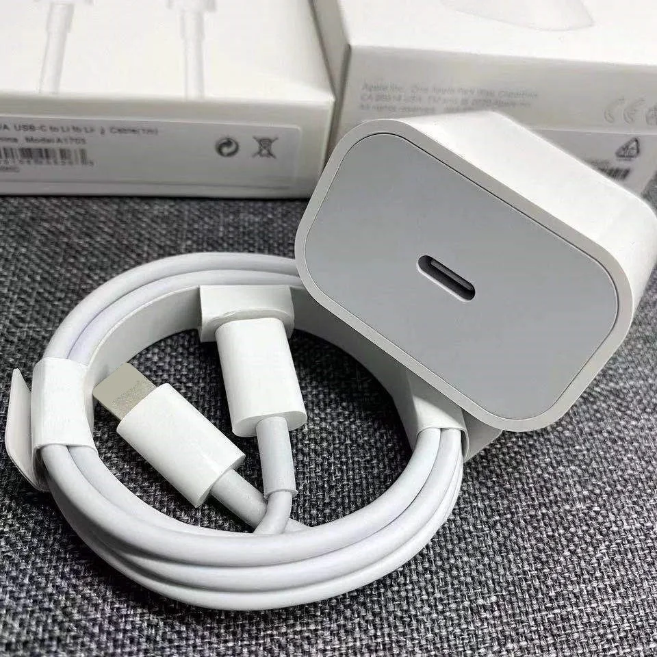 

USB-C fast charger power adapter mobile phone pd charging set 20w fast wall charger C to L cable, White