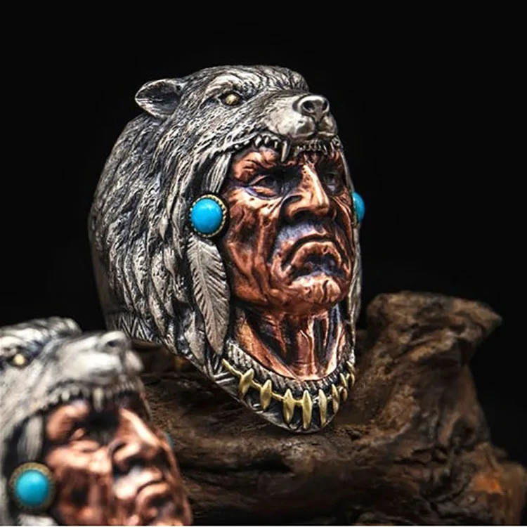 

Hot Sale 100+ Celtics Tribal Chief Wolf Head Totem Vintage Men's Ring Print Rings