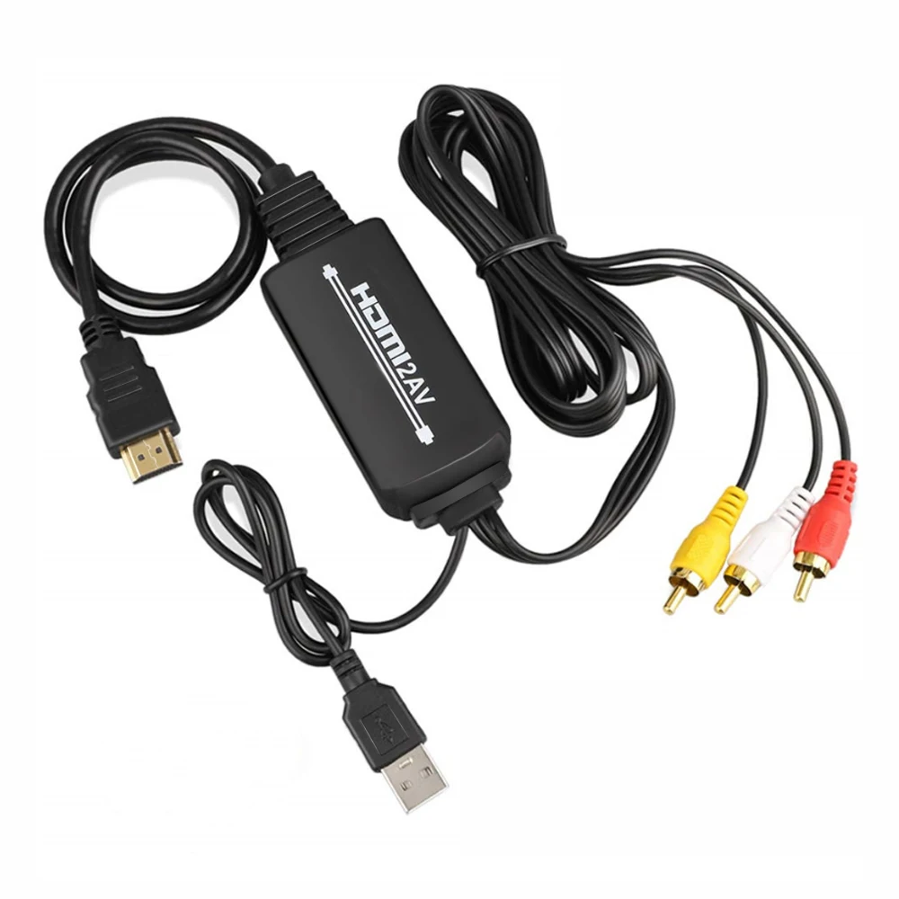 

HDMI to RCA Converter Cable Composite AV Cord Adapter Male to Male HDMI Video Input 3 RCA Connector Output, Black