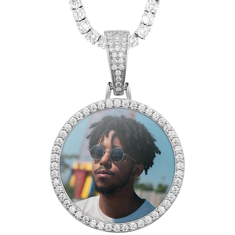 

Moissanite Memory Pendant 925 Silver Custom Hip Hip Photo Pendant Iced Memory Moissanite Pass Diamond Test