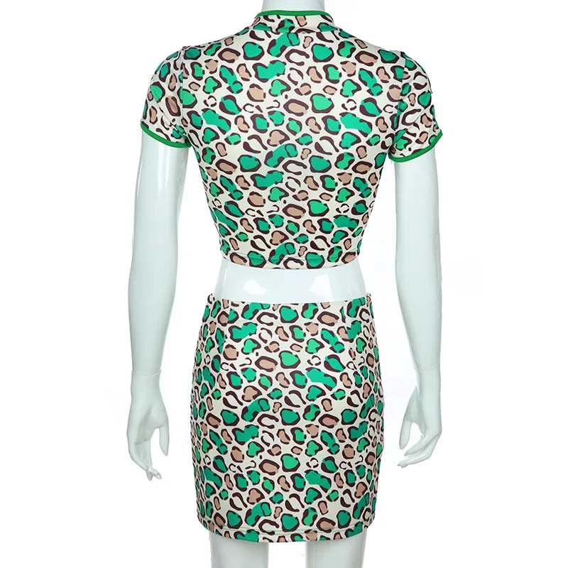 2019 Summer Crop Tops Short Sleeve Sexy Cheongsam Style 2 Pieces Women Dress