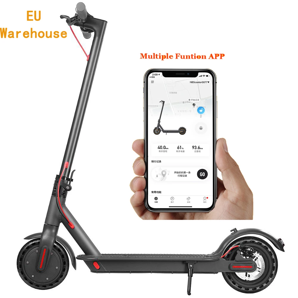 

European warehouse fast shipping 350W motor foldable electric scooter adult cheap price 2 wheel scooter outdoor sports 36V, Black white