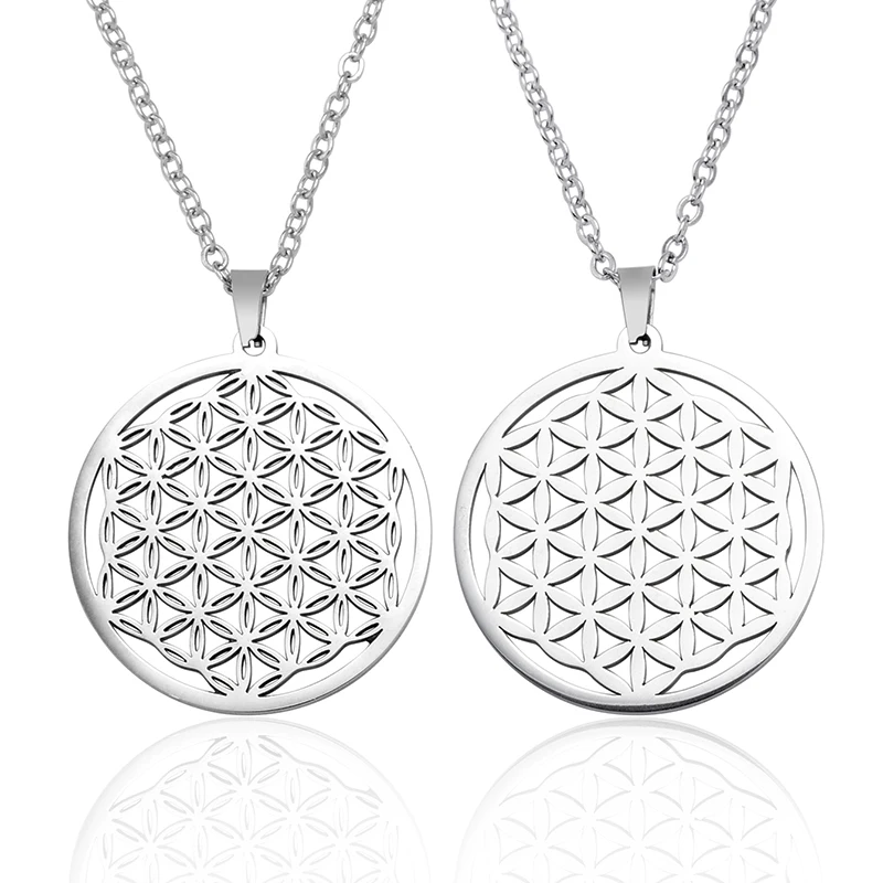 Stainless Steel Sacred Geometry Flower Of Life Pendant Necklace Ancient Egyptian Mysteries Symbol Jewelry