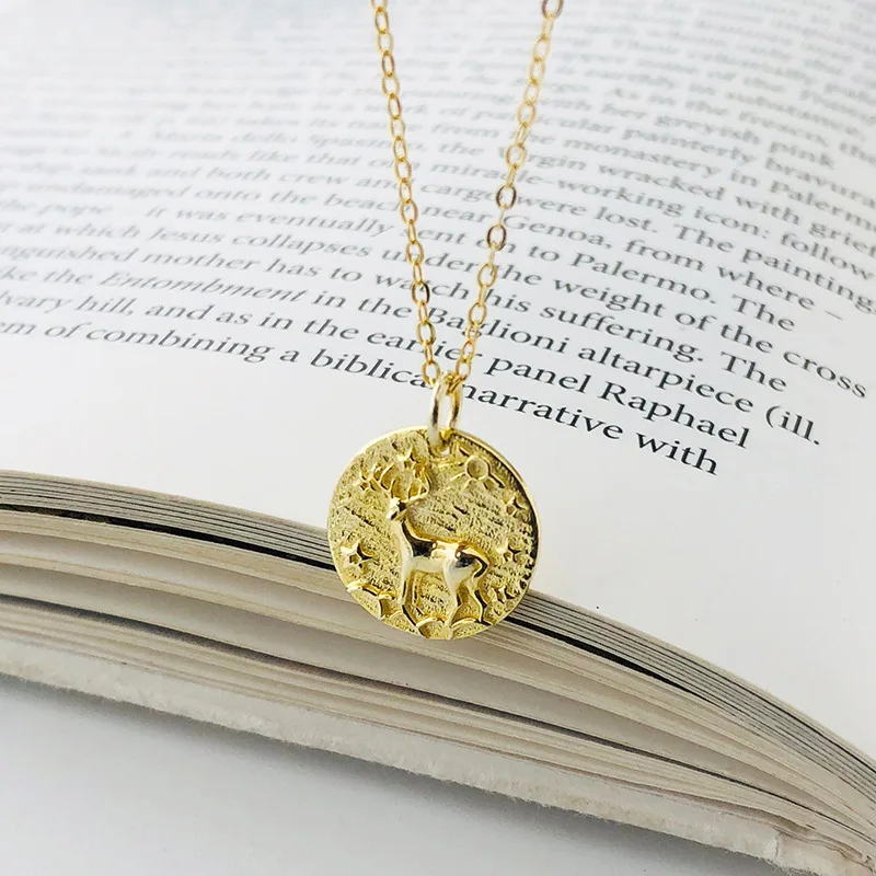 

Daidan Gold Plated Animal Deer Trendy Jewelry Coin 18K Gold 925 Sterling Silver Necklaces