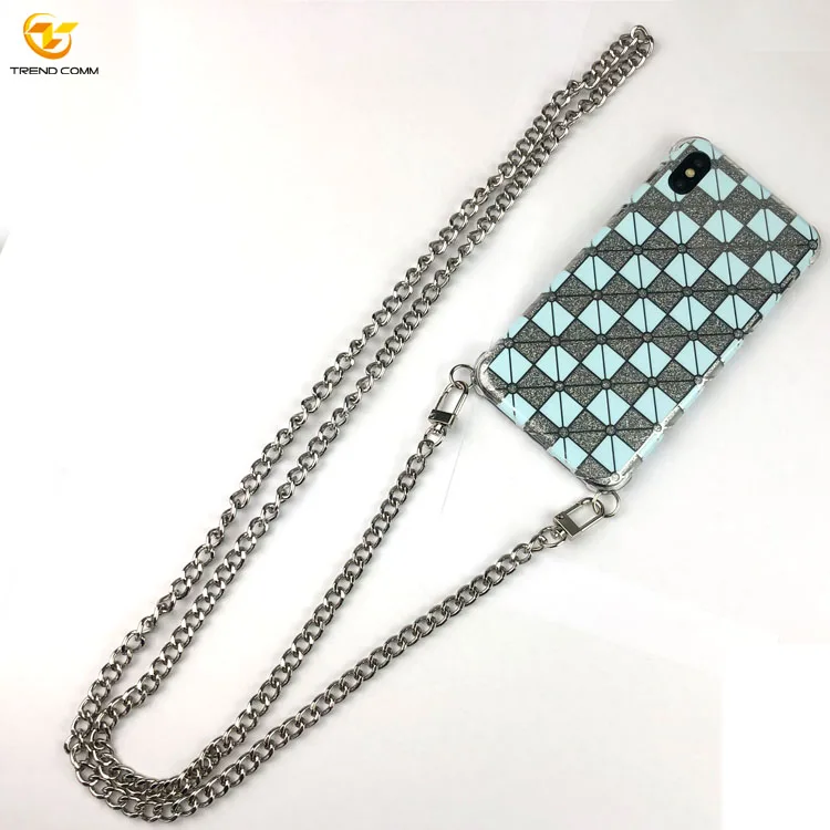 

Custom IMD TPU Acrylic Shockproof Phone Case With Metal Chain For iPhone