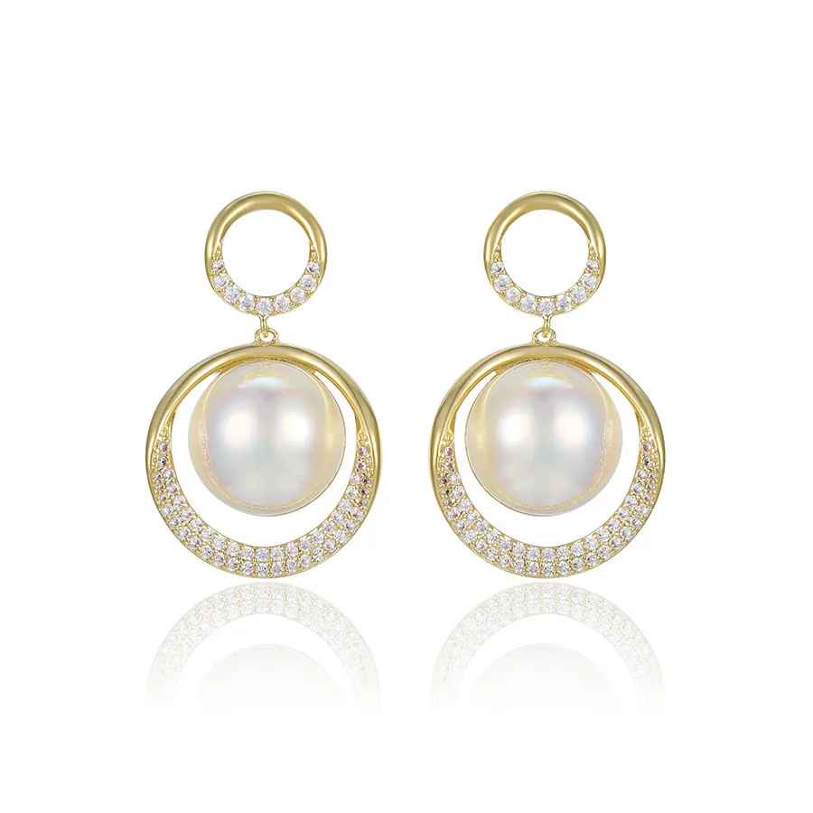 

YM earring-810 xuping jewelry New design light luxury elegant lady temperament pearl diamond earrings