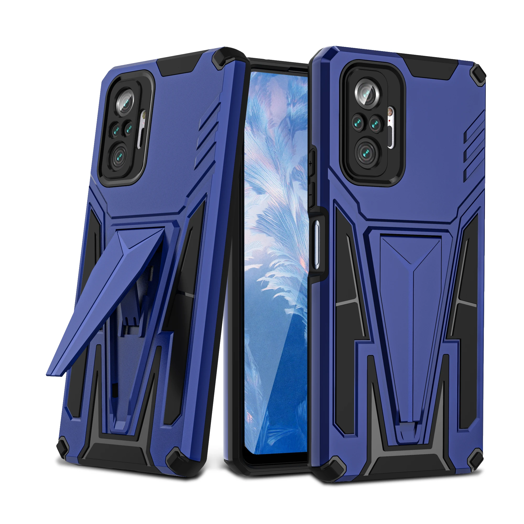 

Luxury Extraordinary V Armor Four-Corner Anti-Fall Magnetic Car Kickstand Case Cover For Xiaomi Redmi note10 Pro, As pictures