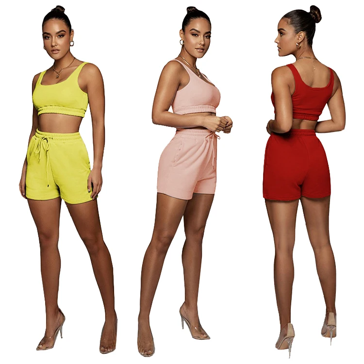 

S-2XL bikershorts set casual home wear 2 piece set women