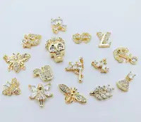 

Nail jewelry manufacturers supply alloy zircon diamond skull L V bee nail art decorations