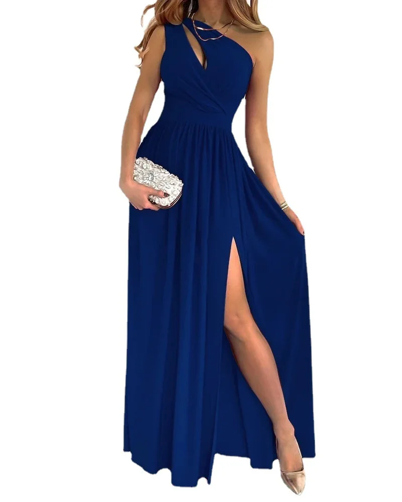 

new arrivals Hollow halter neck high waist split Off Shoulder party Dress evening gown bridesmaid dresses, Picture color