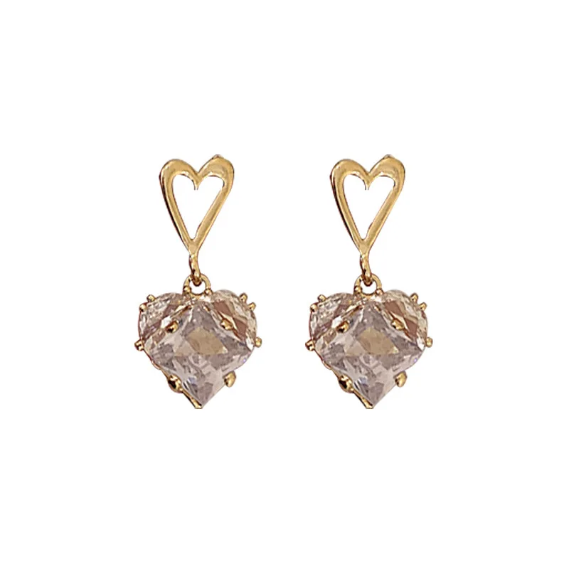 

fashion trendy dangling jewelry rhinestone earrings heart