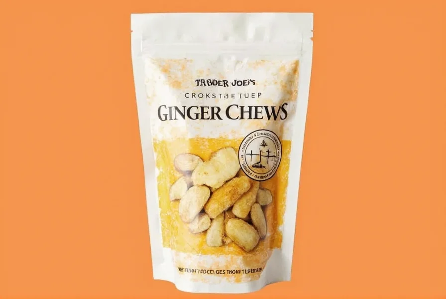 Side-by-side comparison of Trader Joe's ginger chews with other popular ginger products showing size and packaging differences