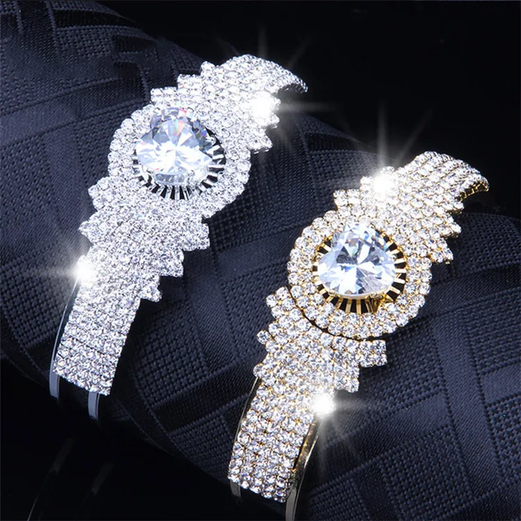 

New Hot Style Bracelet Female Zircon Full Diamond Stainless Steel Open Bracelet, Silver,gold or custom