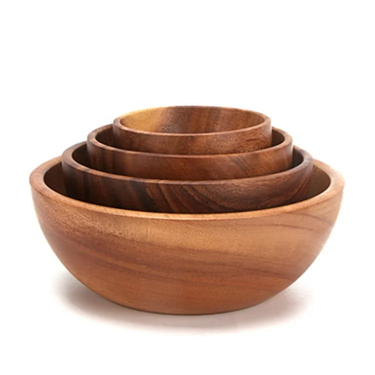 

Wholesale Eco Custom Logo Decorative Kitchenware Natural Acacia Wooden Bowl