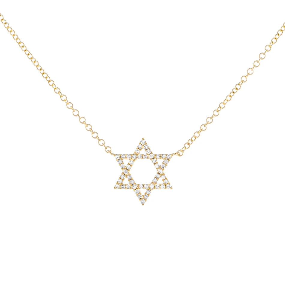 

wholesale fashion 925 sterling silver hollow star necklace 18k gold plated star of david necklace