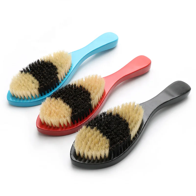 

High Quality Customized Logo Wooden 360 Curve Wave Brush Grooming Boar Bristle Beard Brush, Natural