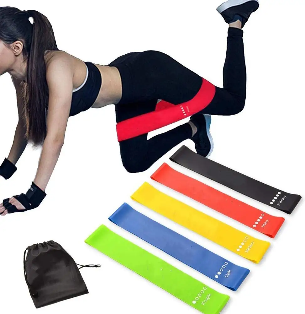

EDC Portable Resistance Loop Bands Set Gym Home Fitness Equipment Stretching Strength Training Natural Latex Exercise Bands, Black,red,yellow,blue,green