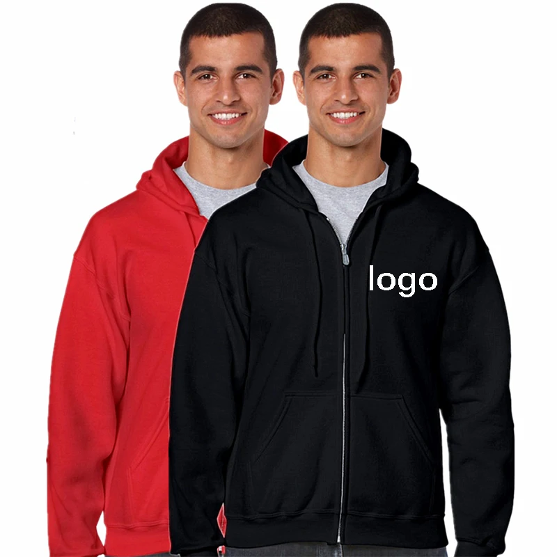 Custom Personalized Blank Hoodies Zipper-up Hooded Sweatshirts Printing Embroidered Your Logo Pullover with Pocket for Men Women