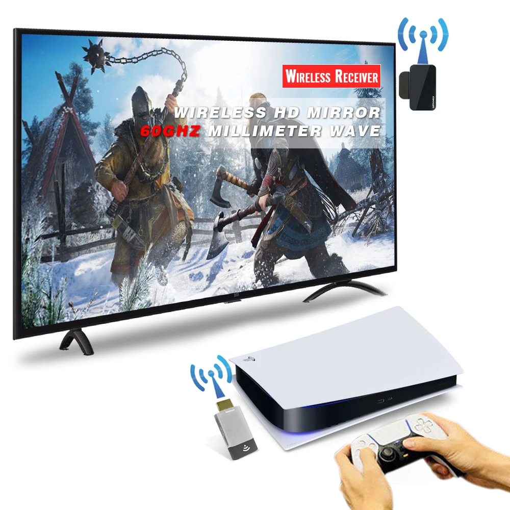 

SIBOLAN type-c usb 60hz 3.96Gbit portable gaming wireless HDMI transmitter receiver kit extend adapter for laptop, Silver