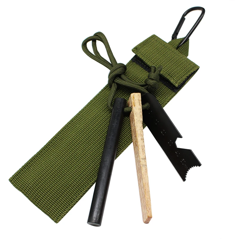 

Survival Pouch Stuff Fire Starter Kit Strong Spark Fire Steel Kit with Kindling Fat Wood for Making Fire