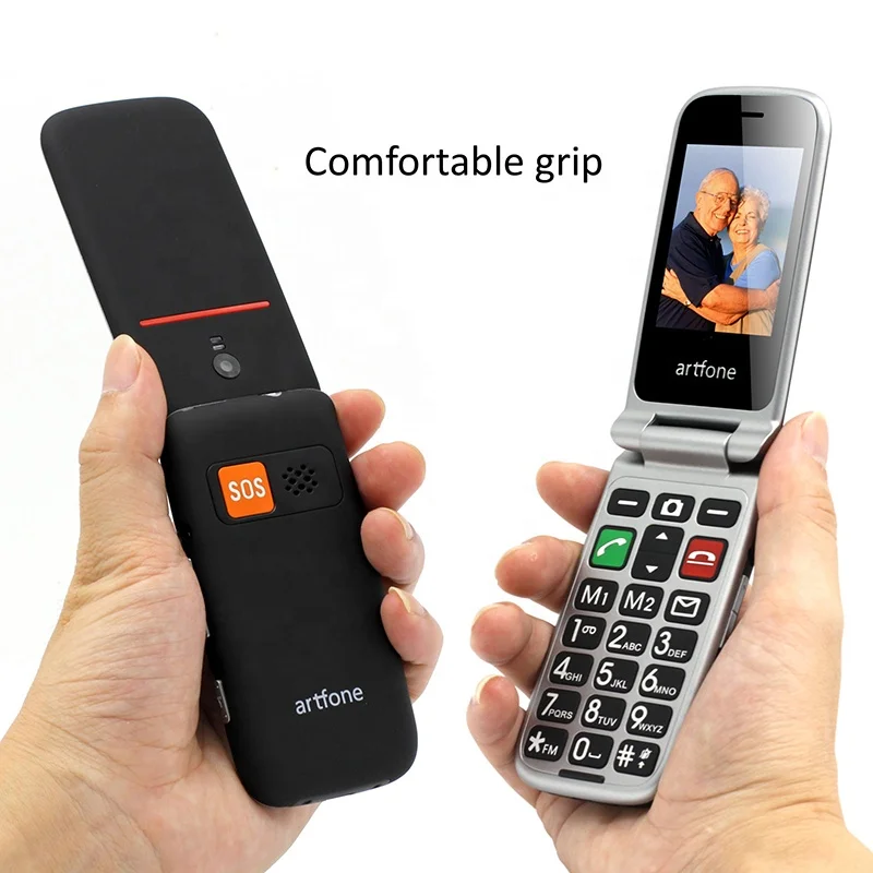 

MTK 2G Senior Flip Phone with S0S key/Dual SIM card big font big speaker long standby, Black