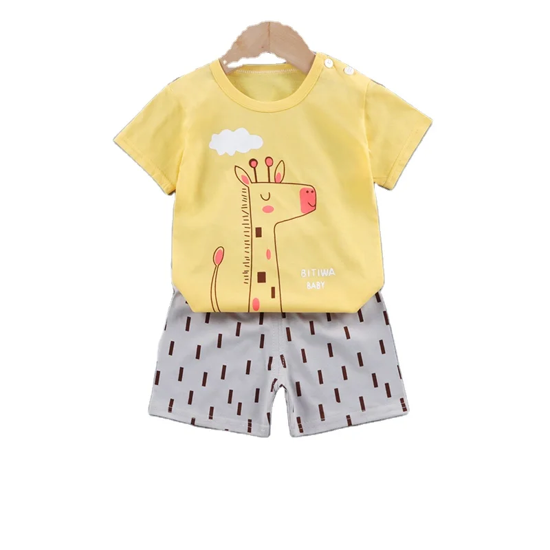 

2021 new baby 2 pieces summer 100% cotton soft short sleeved suit, Picture