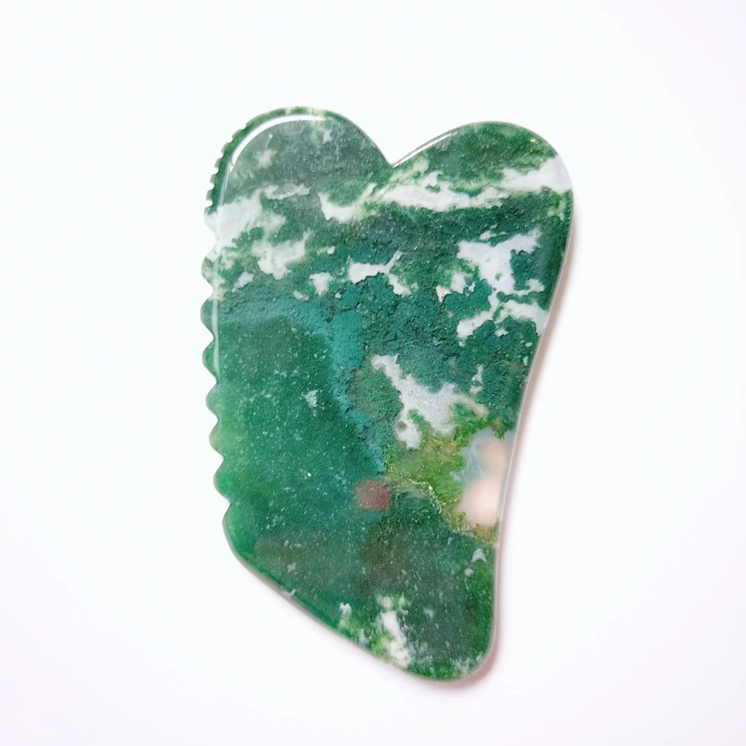 

TOP Natural Quartz Moss Agate Stone GuaSha Massage Face Tool Gua Sha Board Body Massager