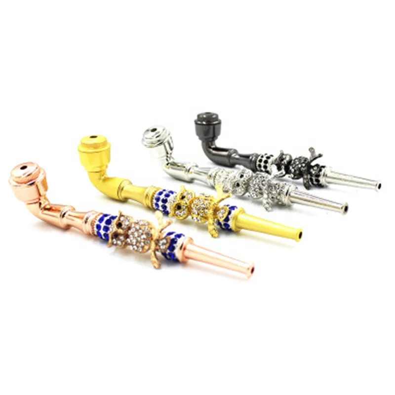 

Metal Diamond Smoking Pipe Long Animal Insect Weed Pipe, Random