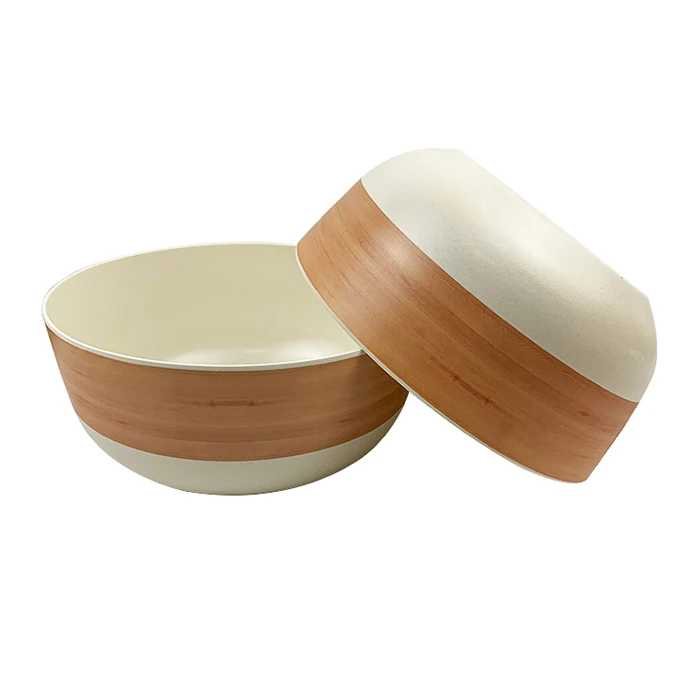 

Mikenda Natural Biodegradable Friendly Bamboo Fiber Bowl with salad server bamboo lid, Customized color