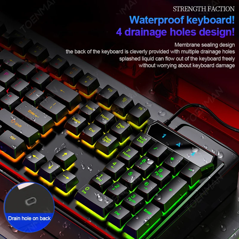 Professional Computer Accessories USB Wired Mechanical Gaming Keyboard And Mouse Combo RGB Lighting Backlit Gamer Keyboard