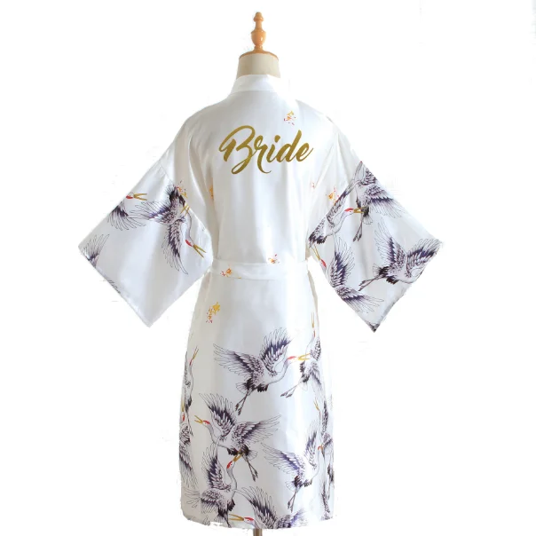 

Custom the satin silk crane xia sleeves brides bridesmaid robe