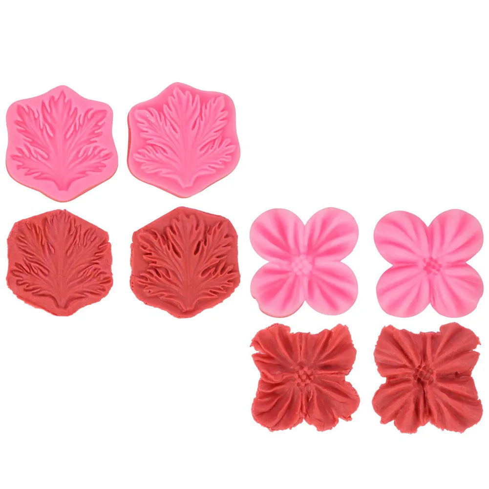 

Diy Sugar Art Chocolate Pastry Petals Two Pieces Modeling Silicone Mold Leaf Fondant Embossing Printing Making Crafts Tools