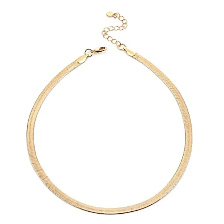 

Fashion Serpentine Necklace Gold Necklace Flat Chevron Necklace for Women, Gold color