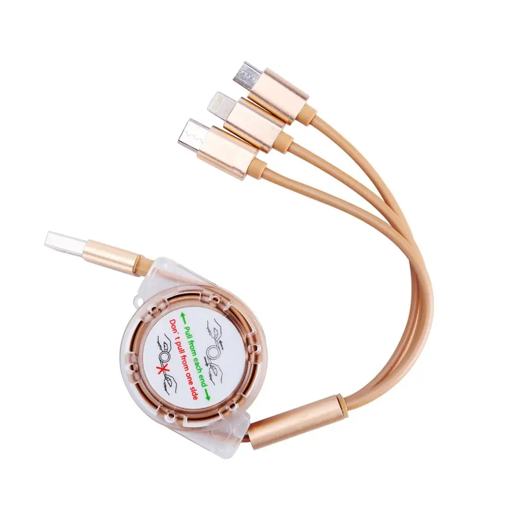

Multi Charger Cable Retractable 3 in 1 USB Charging Cable Micro USB Type c Port Cable for Most Android Phones, Black\silver\blue\red\pink