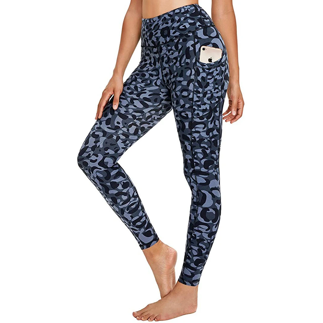 

Women's High Waisted Camo Pattern Yoga Leggings Full Length Animal Print Gym Fitness Running Leggings with Pocket, Customized colors