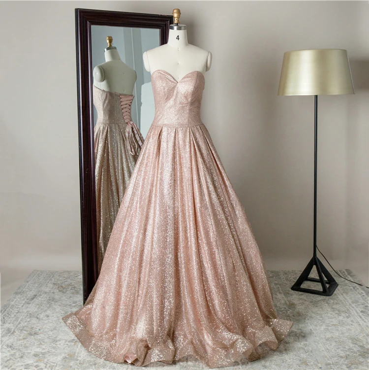 

Chaozhou supplier sweep train sweetheart shiny lace up ball gowns long ladies evening dress