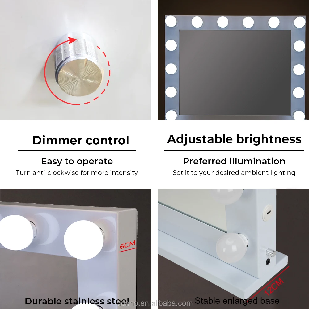 Led Lighted Table Vanity Makeup Hollywood Mirror Lights Mirror Vanity With 14 Light Bulbs For