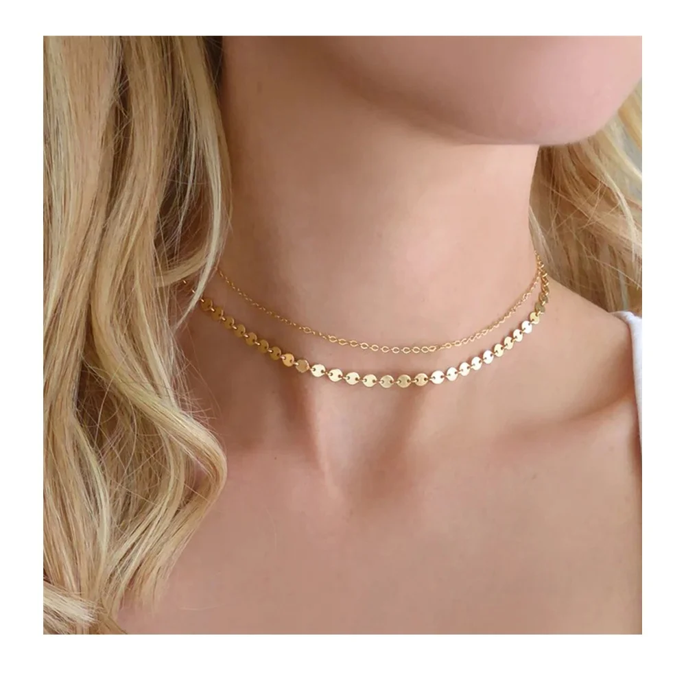 

Choker Necklace DIY Jewelry Trendy Gold Snake Chain Layered Stainless Steel Necklace Gold Fill Adjustable Jewelry for Women