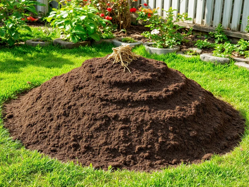 DIY compost pile layers in backyard garden