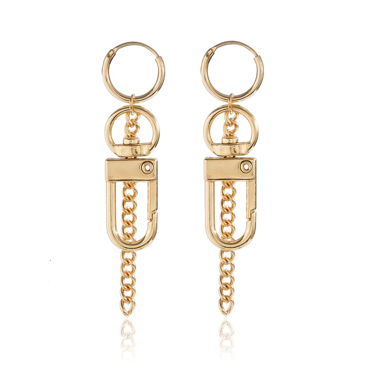 

Punk Design Earring Jewelry Alloy with Gold/Silver Plated Long Chain Tassel Clasp Pendant Earring