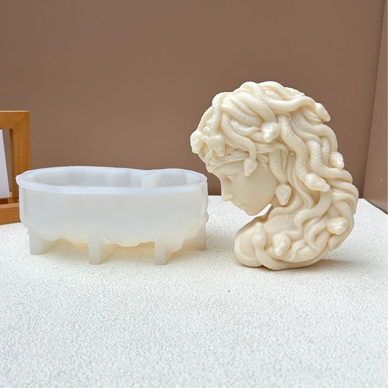 

Early Riser Half face Medusa scented candles silicone mold plaster soap candle mold cake tools home decor mouldings