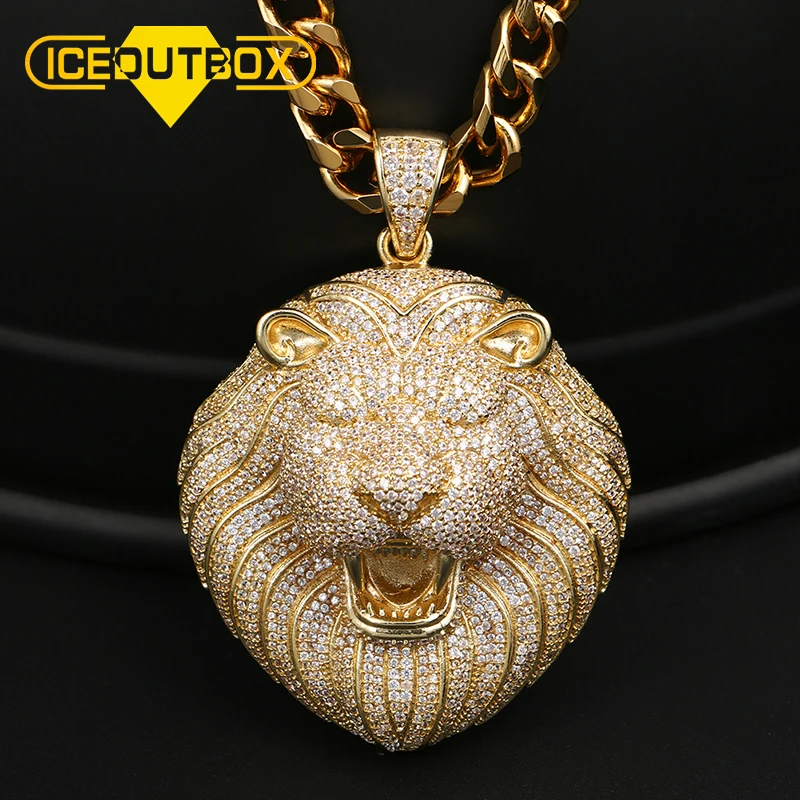 

Hot Sale Luxury Small Lion Head Necklace Iced Out Hip Hop Jewelry Gold Lion Pendant