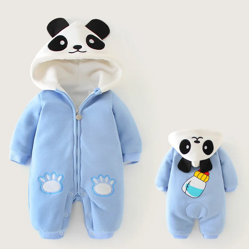 

Baby Long Sleeve Winter Clothes Hooded Warm Baby Clothing Thick Newborn Rompers