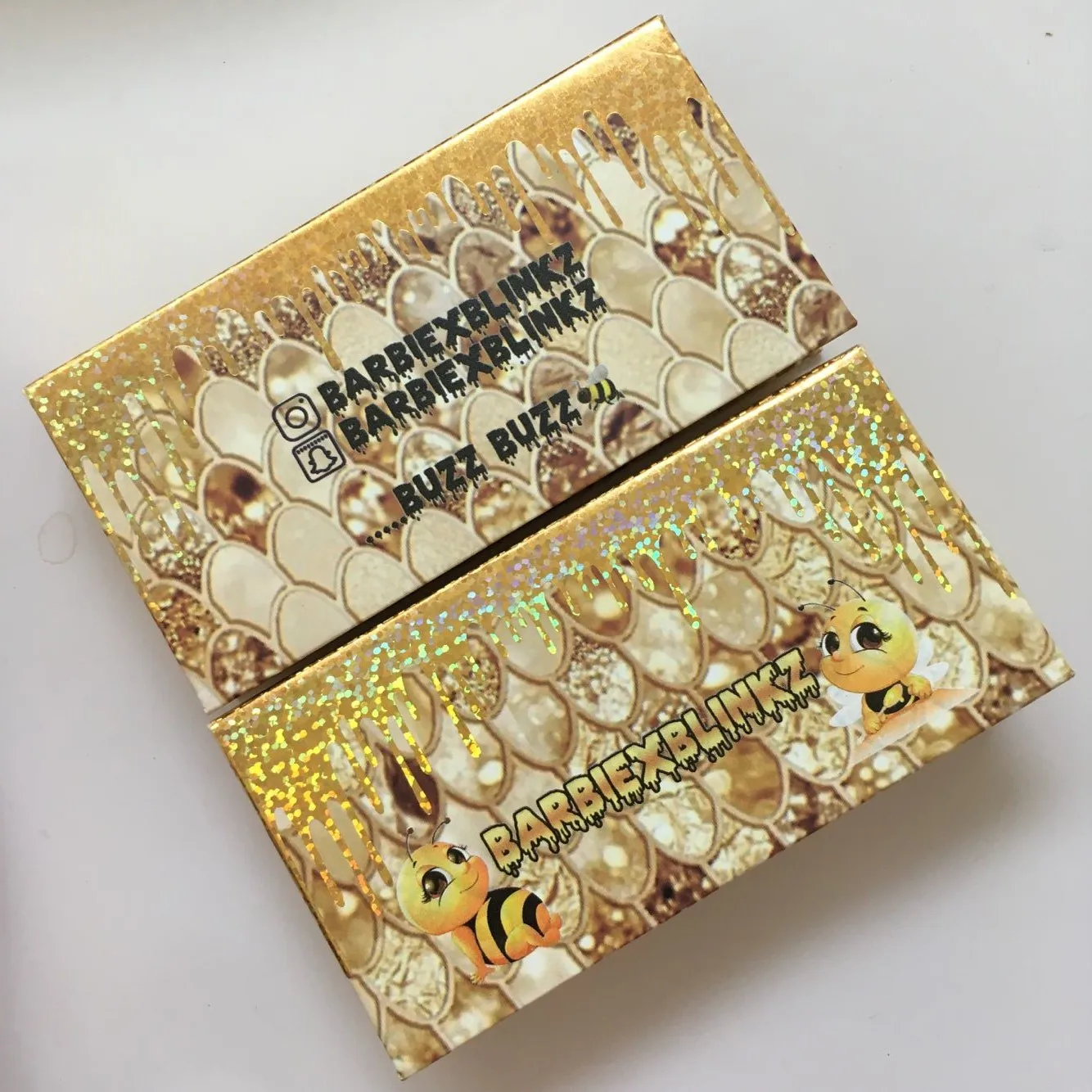 

New Design Golden Honeycomb Eyelash Case Custom Mink Eye Lash Packaging Box