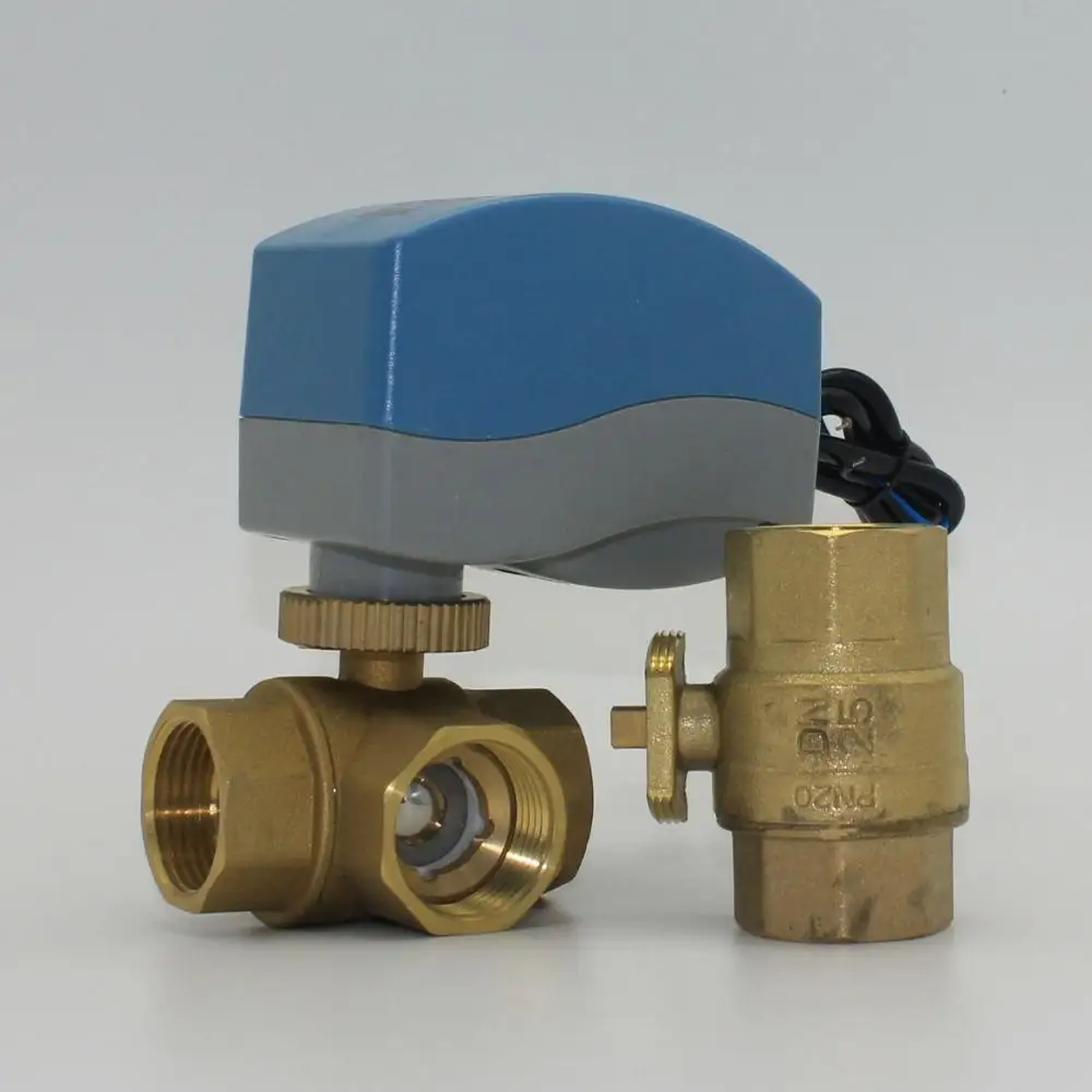 
DN15/20/25/32 2 way 3-way motorized brass water valve with 220v motor electric drive for HVAC 