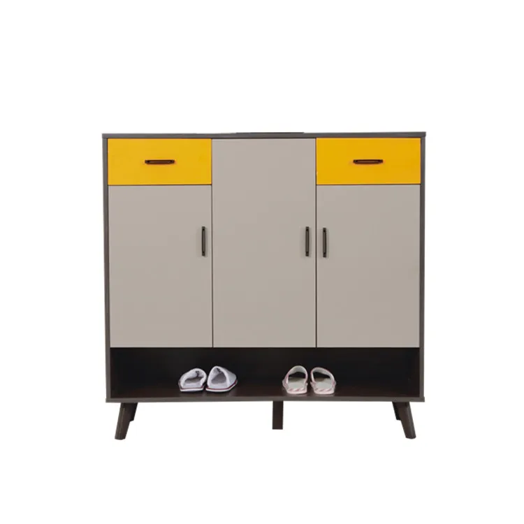 

Two Drawers Modern Shoe Storage Cabinet Wooden With Wood Legs