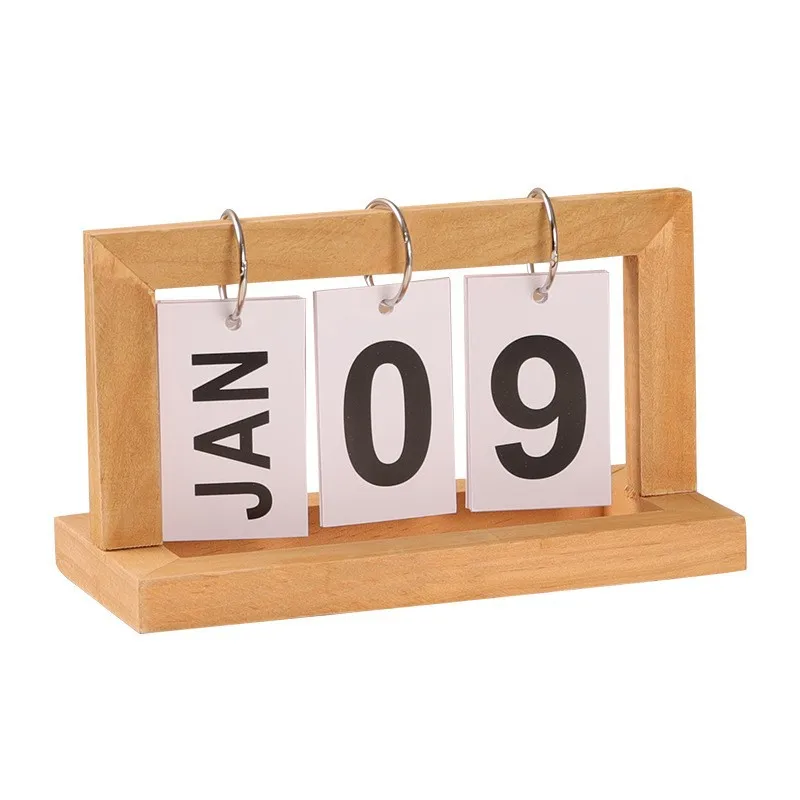 

Creative Wooden Page Turning Calendar Listing Desk Calendar Perpetual Calendar Modern Simple Study Desk Decoration